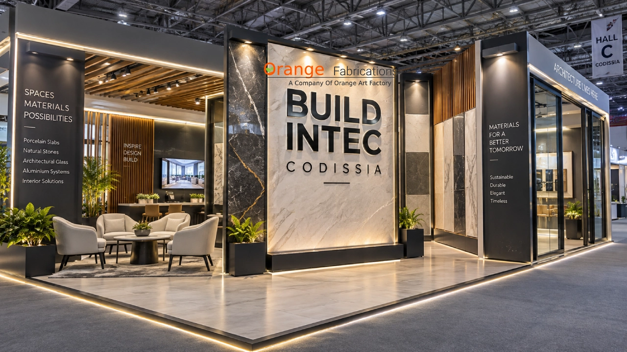 Turnkey stall fabrication for BUILD INTEC at CODISSIA Coimbatore with construction materials display