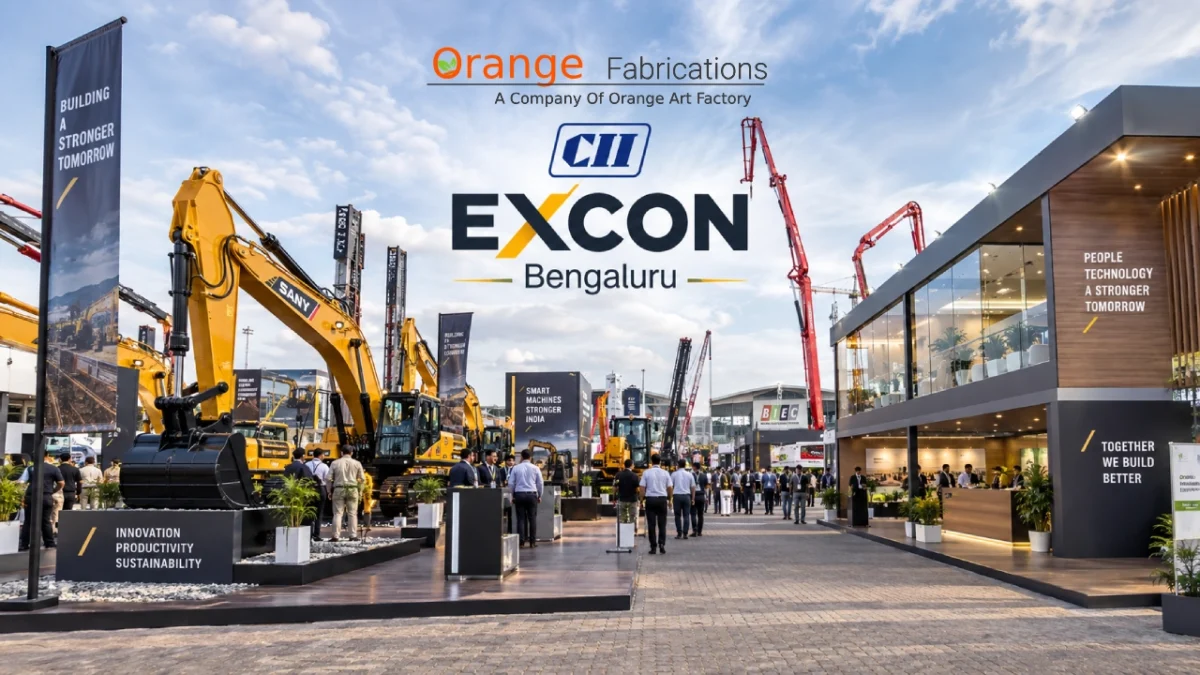 Turnkey stall fabricator for CII EXCON at BIEC Bengaluru with outdoor heavy machinery pavilion