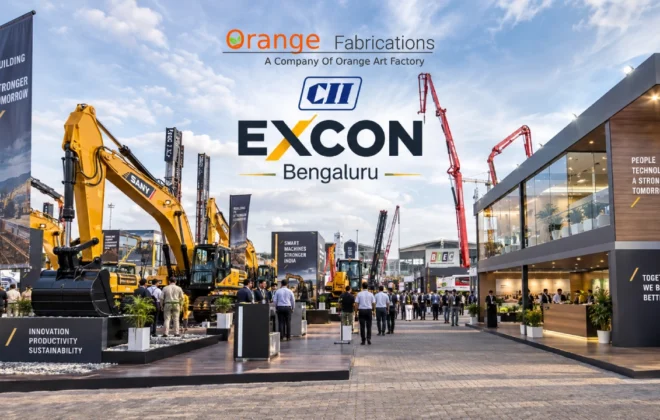 Turnkey stall fabricator for CII EXCON at BIEC Bengaluru with outdoor heavy machinery pavilion
