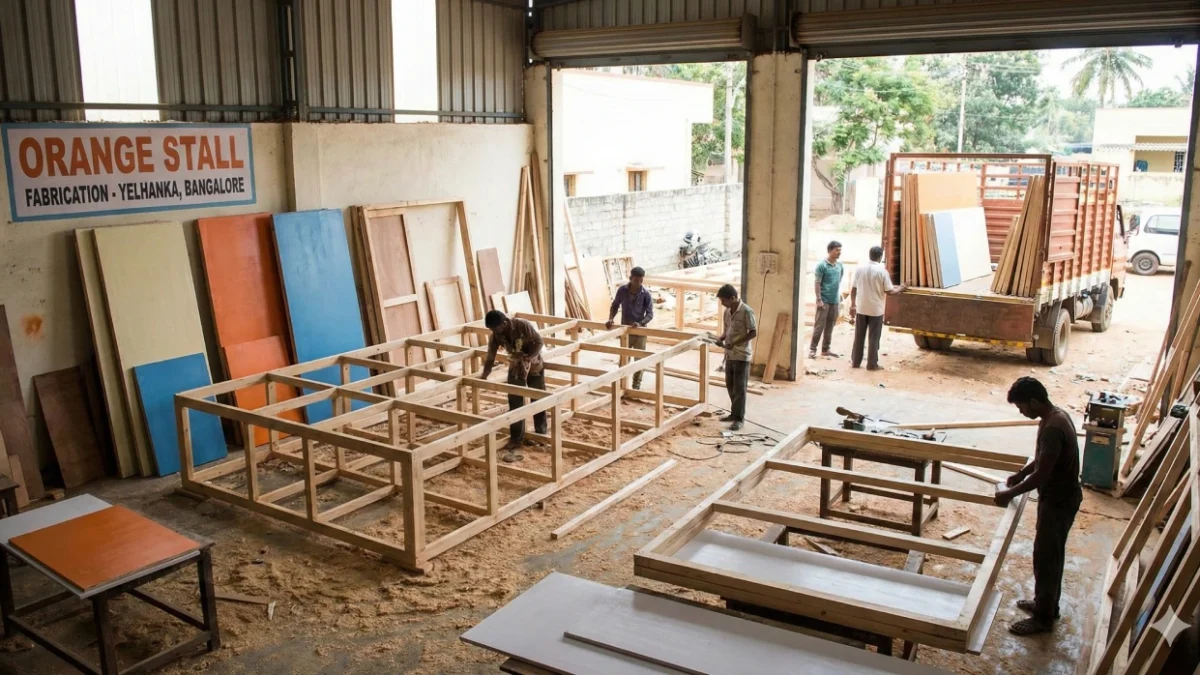 Carpentry workshop of a Local exhibition stall fabricator in Bangalore