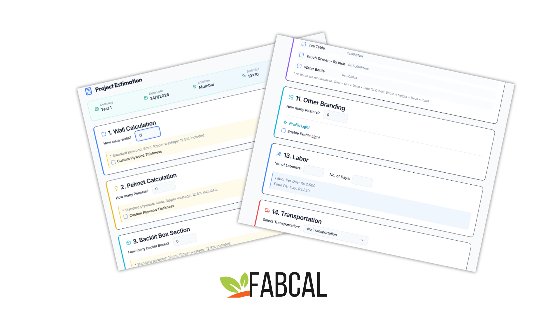 FabCal Material Selection Interface