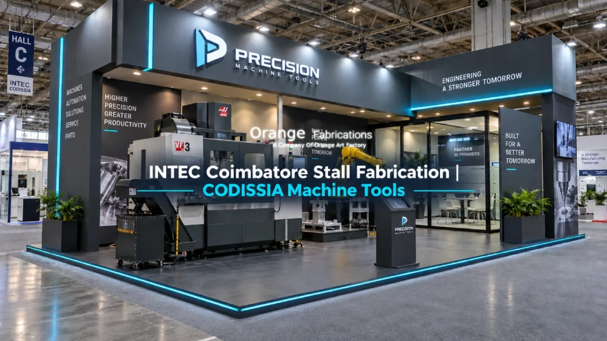 Heavy industrial machine tool booth built with intec coimbatore stall fabrication at CODISSIA complex