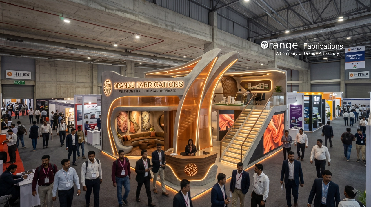 Trade fair floor and custom booth setup for upcoming expos in Hyderabad at HITEX Exhibition Centre