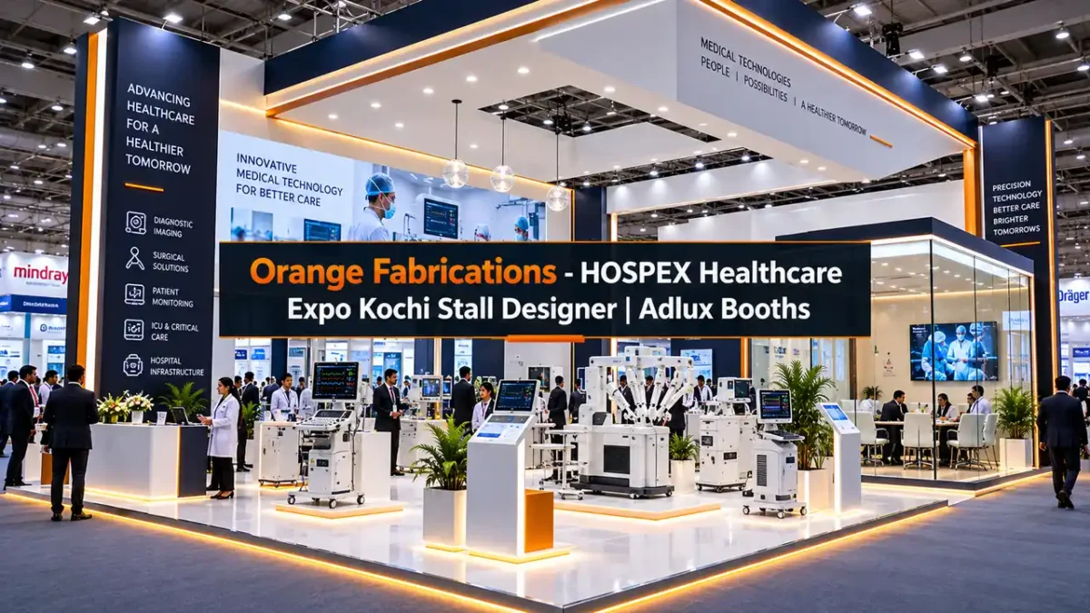 HOSPEX healthcare expo Kochi stall designer custom hospital equipment stalls Adlux by Orange Fabrications