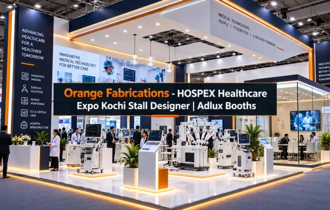 HOSPEX healthcare expo Kochi stall designer custom hospital equipment stalls Adlux by Orange Fabrications